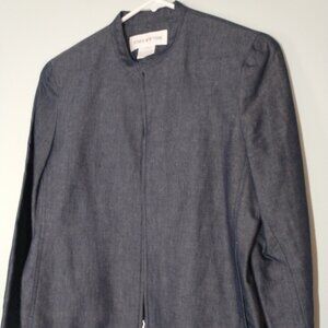 NWOT Denim Style Fabric Suit Jacket Size 10